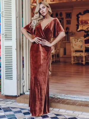 Длинные блестящие Вечерние платья с V-образным вырезом и рукавом |  AliExpress