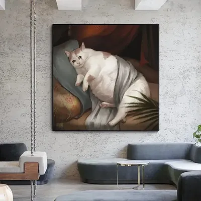 Современные плаксерские толстые милые кошки винтажные художественные  картины на холсте постеры и принты настенные картины для украшения гостиной  | AliExpress