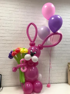 Заказать зайца из воздушных шаров на детский праздник | ГдеРадость