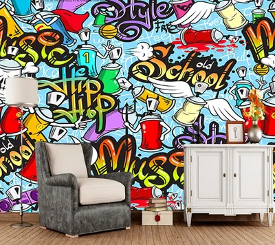Детские обои на заказ, граффити на холсте 80-х годов, граффити бомба,  настенные декоративные обои для спальни, дивана | AliExpress