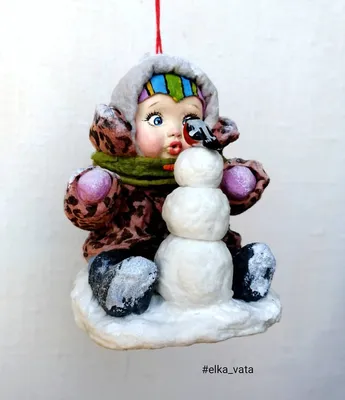 Игрушки из ваты. Spun cotton. on Instagram: “\" Первая зима\". Ватная елочная  игрушка, лицо и снегирь сделаны из … | Ёлочные игрушки, Детские елочные  игрушки, Игрушки