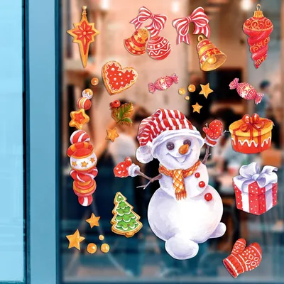 Наклейки на новый год Праздничный Снеговик (игрушки подарки Новый год  декор) Набор M 1100х500мм матовая (ID#1504870261), цена: 450 ₴, купить на  Prom.ua