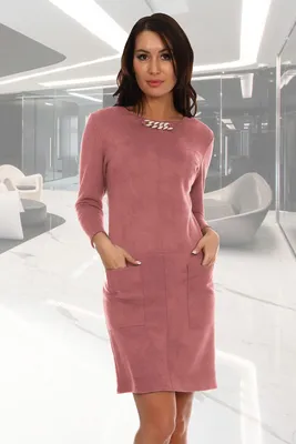 Платье женское \"Особа\" эко-замша (р-ры: 42-56) розовый – купить за 1790  руб. в интернет магазине Текстиль Всем