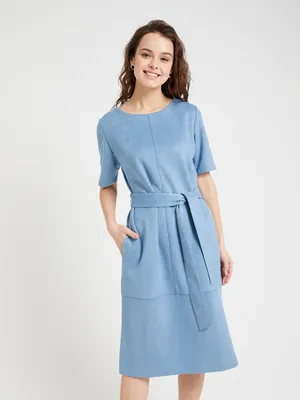 Платье из искусственной замши цвет: синий, артикул: 0802010712 – купить в  интернет-магазине sela
