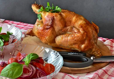 Курица запеченная в духовке с чесноком и травами Пошаговый рецепт