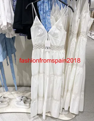 ZARA НОВЫЙ ЖЕНЩИНА MIDI С РЕМЕШКАМИ ПОПЛИН ПЛАТЬЕ С КРУЖЕВНОЙ ОТДЕЛКОЙ  БЕЛЫЙ XS-XL 3798/024 | eBay