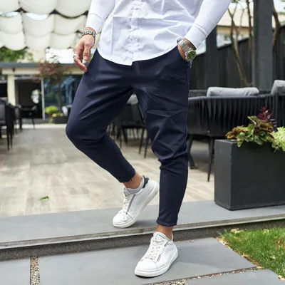 Зауженные мужские брюки синие (ID#1636525909), цена: 649 ₴, купить на  Prom.ua