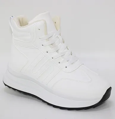 Купить женские белые сникерсы высокие кроссовки ботинки Kappa 243047  White/Grey 1016 5402 на осень и зиму в Харькове, Киеве, Украине