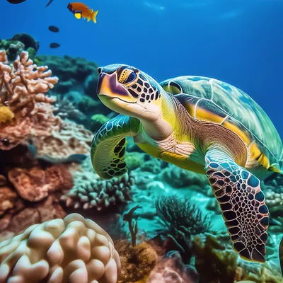 Большая зелёная морская черепаха …» — создано в Шедевруме