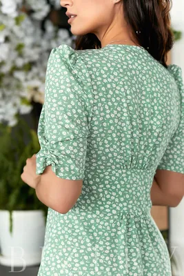 Купить Нежное летнее платье зеленое В806-В806 большого размера в Украине -  интернет-магазин женской одежды BIZERY