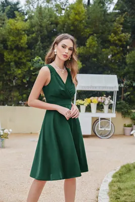 MisShow, однотонное зеленое короткое летнее платье для женщин, 2023, с  рюшами, обхват груди, подходит для офиса и женщин, вечерние, женские  рождественские платья, подарок | AliExpress