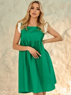 Летнее платье оверсайз из хлопка повседневное зеленое мини Obba 144477697  купить за 358 200 сум в интернет-магазине Wildberries