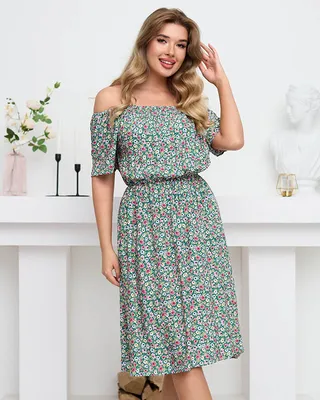 Женское зеленое короткое летнее платье с яркими цветами - Одежда - ziel ||  Разноцветный | Royalfashion.com.ua - интернет-магазин обуви