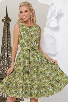 Платье зеленое летнее с принтом - купить оптом по выгодной цене |  Интернет-магазин «DS Trend»