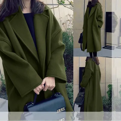 Женское шерстяное пальто в стиле милитари | AliExpress