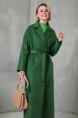 ШЕРСТЯНОЕ ПАЛЬТО В СТИЛЕ MAX MARA, ЗЕЛЕНОЕ. АРТ. 1008