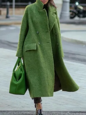 Пальто женское с длинным рукавом, Повседневная Свободная Длинная Верхняя  одежда с карманами, винтажный кардиган на пуговицах, зеленая верхняя  одежда, осень-зима | AliExpress