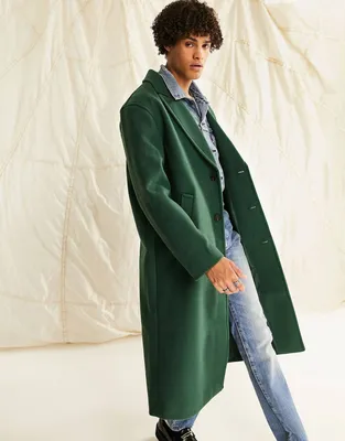 Зеленое пальто с эффектом шерсти ASOS DESIGN – заказать из-за рубежа в  «CDEK.Shopping»