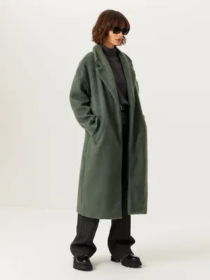 Однобортное пальто цвет: темно-зеленый, артикул: 1809011207 – купить в  интернет-магазине sela