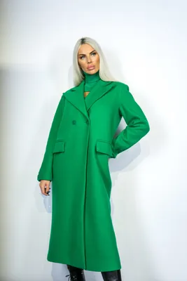 Женское зеленое пальто с цветочным принтом в клетку с длинными рукавами с  лацканами шерстяное пальто с принтом size S colour Green black dots