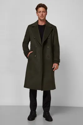 Пальто мужское тмено зеленое хаки классическое Bill купить в спб