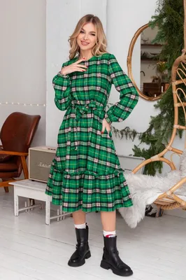 Женские платья клетчатые зеленые: купить недорого в интернет-магазине  issaplus.com