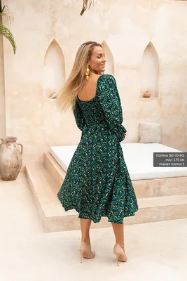 Купить Платье Вринда зеленые цветы на черном (длина миди) ✿ Официальный  магазин Алексея и Ольги Валяевых