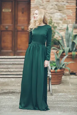 REACTION EXCLUSIVE Средняя длина рукавов Миди Шёлк Прямое Стандартный  размер Зелёный Повседневное Платье Rct4856zum