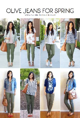 Outfits With Olive Jeans in the Spring - Putting Me Together