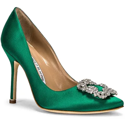 Manolo Blahnik Hangisi Satin Pumps in Emerald Green - Kate Middleton Shoes  - Kate's Closet