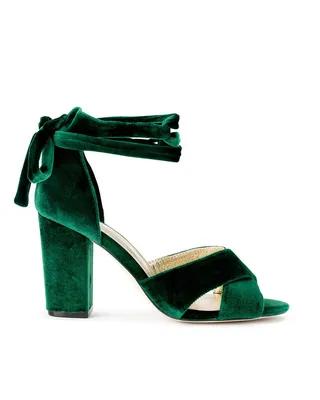 Green wedding shoes with deep green velvet heels for the earthy and  luxurious bride