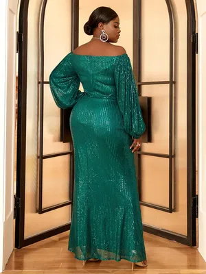 Зеленые элегантные вечерние платья 2020, женское вечернее платье с  блестками, вечерние платья с длинным рукавом для официальной вечеринки |  AliExpress