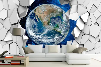 ᐉ Виниловые фотообои Art Murals 3D Планета Земля, Космос, Футуризм 380х250  см Деко