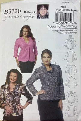 Выкройка для шитья/по типу Бурда/Burda/ Butterick5720BlackXXL-6X Жакеты для полных  женщин - купить с доставкой по выгодным ценам в интернет-магазине OZON  (726573459)