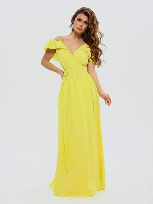 Желтое длинное платье с открытыми плечами 70439 за 646 грн: купить из  коллекции Marvelous - issaplus.com