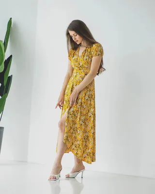 Женское желтое длинное платье с цветочным принтом во французском стиле  Vestidos Elegantes Вечернее платье Vestidos – лучшие товары в  онлайн-магазине Джум Гик