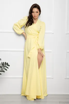 Женское Длинное платье на запах с рукавами-колокольчиками купить в онлайн  магазине - Unimarket