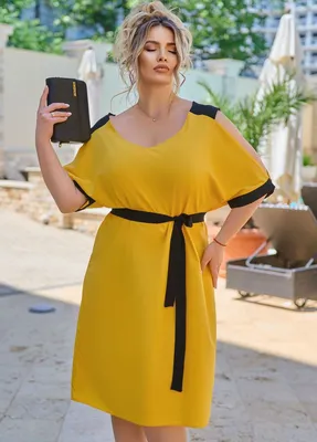 Желтое длинное платье с кроем на запах купить, цены на Женская одежда и  сарафаны в интернет магазине женской одежды M-FASHION