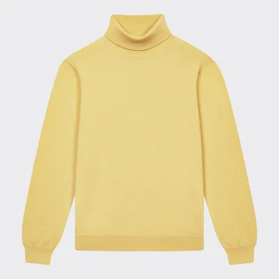 Johnstons of Elgin : Cashmere Turtleneck Sweater : Butter Yellow