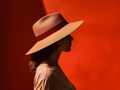 Стрелять из спины женщины держат ее шляпу | Премиум Фото