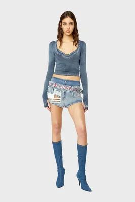 Женские голубые джинсовые шорты DE-MONKER Diesel A09196 0EMAG — MD-Fashion