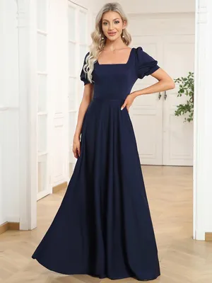 Всегда красивые женские вечерние платья длиной до пола с квадратным вырезом  и пышными рукавами, открытой спиной – лучшие товары в онлайн-магазине Джум  Гик