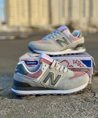 Купить женские кроссовки New Balance 574 светло-серые с розовым на  Room78.net