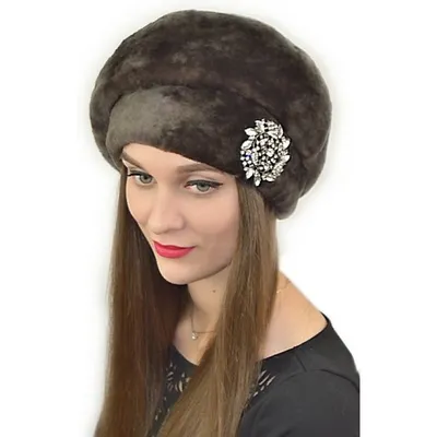 Меховая женская шапка из норки жокейка 1225.0920.3052 норка американский  махагон - купить в Москве по выгодной цене