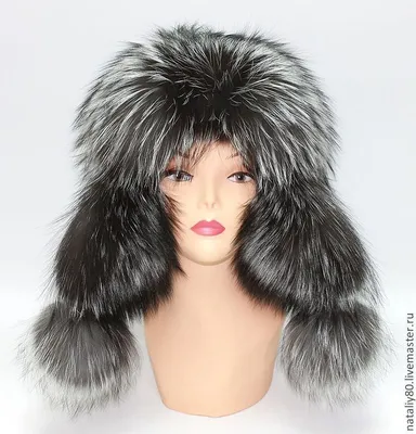 Женская шапка - ушанка волк из искусственного меха