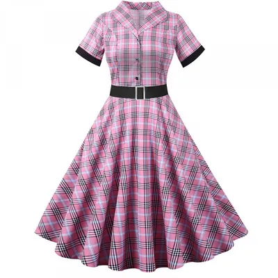 Розовое платье в клетку женское MN149-1, купить в интернет-магазине Е-Леди