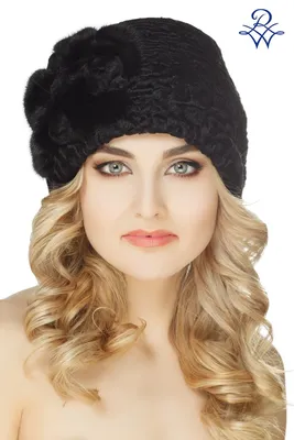 Головной убор меховой женский 718.01Д Шляпа каракуль чёрный, норка чёрная -  купить в Москве по выгодной цене