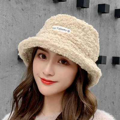 Купить Зимняя панама из искусственного меха, женская корейская утолщенная  теплая шерстяная шапка, панама для женщин, уличная походная рыбацкая шапка  | Joom