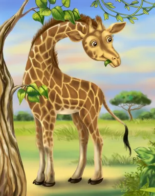 Жираф для детей милый и забавный мультфильм о животных Иллюстрация вектора  - иллюстрации насчитывающей наконечников, усмехаться: 230287854