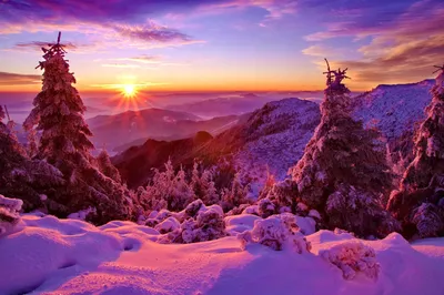 Зима горы закат - 41 фото - картинки и рисунки: скачать бесплатно